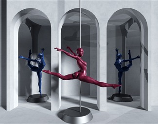 现代现代芭蕾女性雕塑摆件