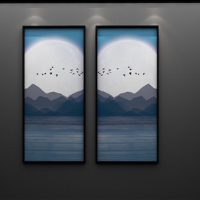 新中式 风景画 简约装饰画