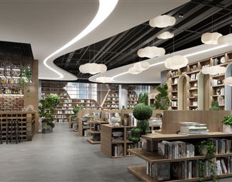 现代图书馆休息区