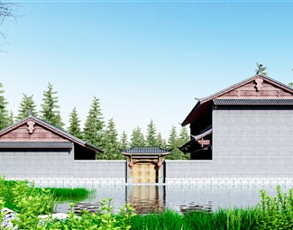 中式 大门 古建