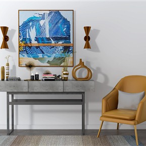 现代 边柜 装饰柜边柜休闲椅装饰品装饰画组合