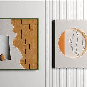 现代 墙饰 立体画