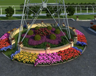 52mb现代圆形花坛景观3d模型下载下载10.