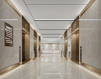 现代办公楼电梯间