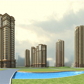 现代 住宅区 黄昏小区住宅楼