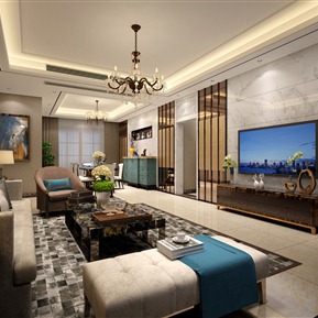 后现代 客厅 客餐厅