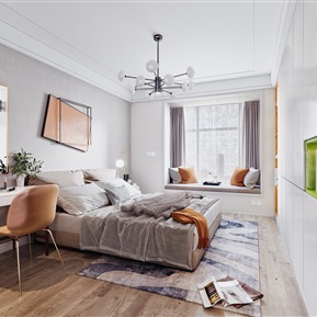 轻奢 卧室 主卧室阳台