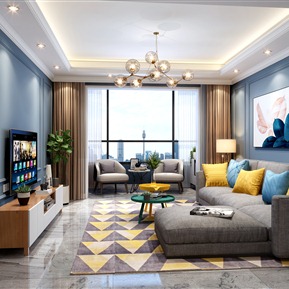 现代 客厅 客餐厅