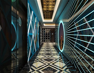 现代ktv过道3d模型下载-3d溜溜网