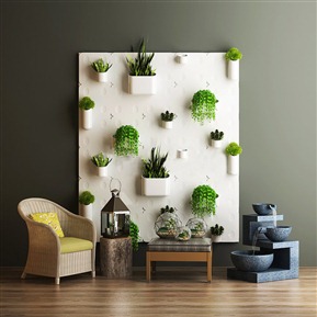 现代 墙饰 沙发组合