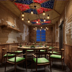 新中式 包间 做旧农家包厢