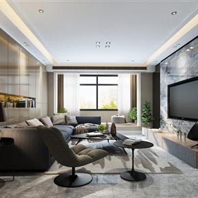 现代 客厅 客餐厅