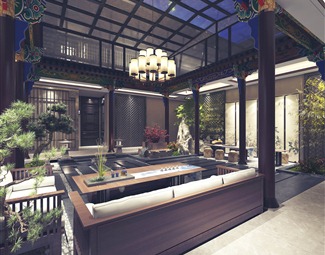 中式 庭院 园林景观