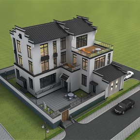 新中式 独栋别墅 别墅小院