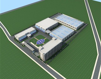 现代厂房鸟瞰图