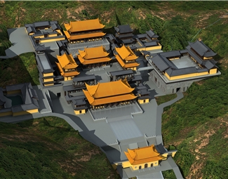 新中式中式建筑鸟瞰