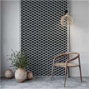 新中式 休闲椅 瓦片 瓦罐 植物 吊灯组合