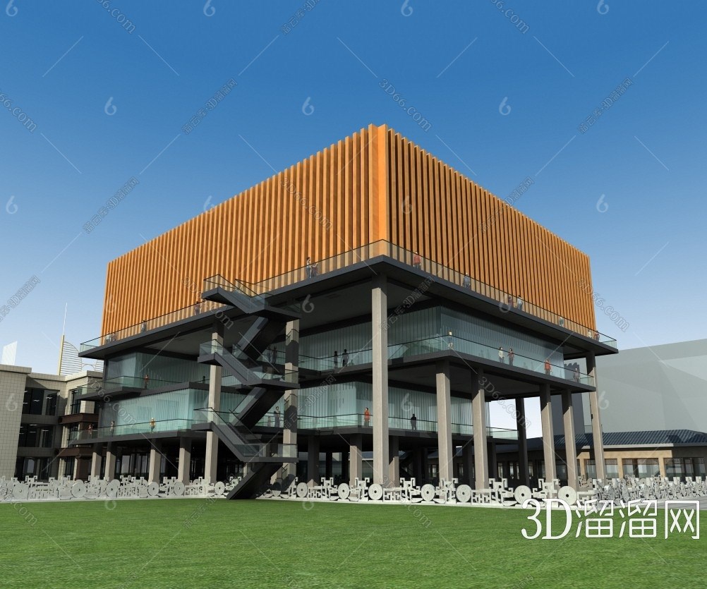 現代博物館外立面3d模型下載