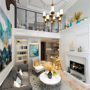 简欧 复式客厅 客厅组合