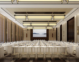 新中式多功能媒体大厅3d模型下载