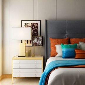 现代 背景双人床  床组合