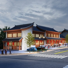 中式 商业街 商业街夜景