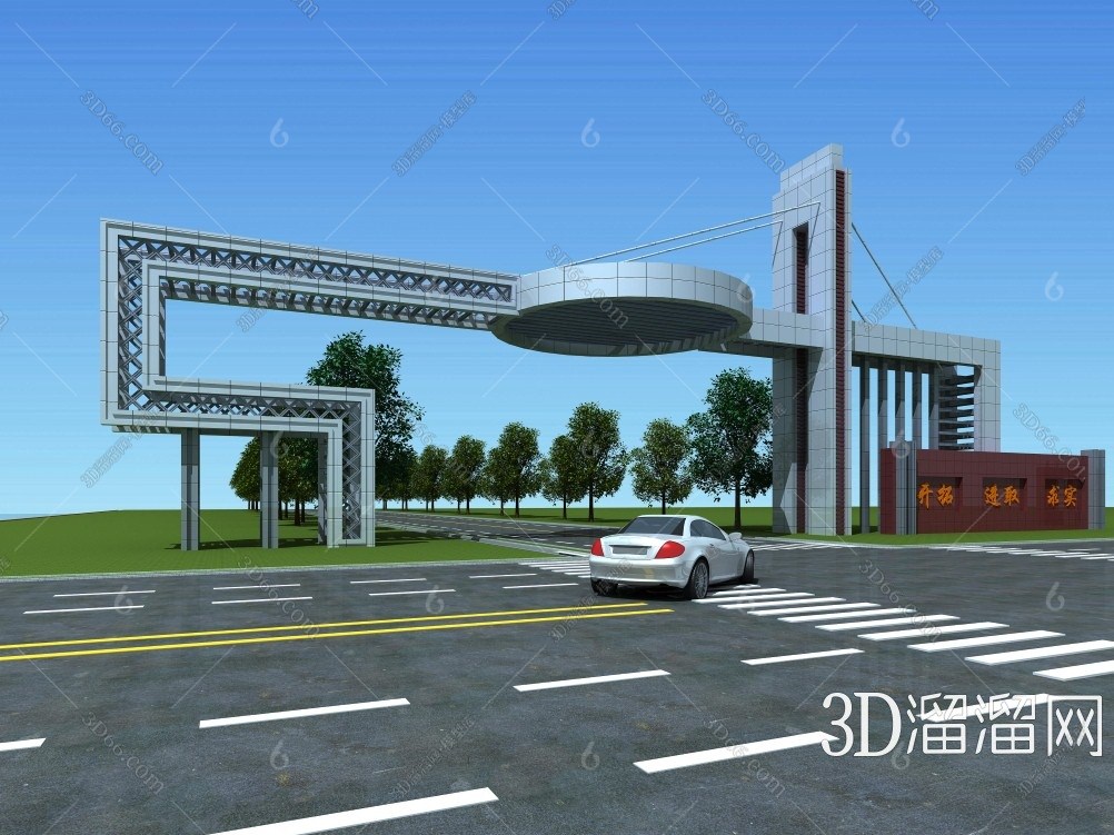 現代戶外建築大門3d模型下載