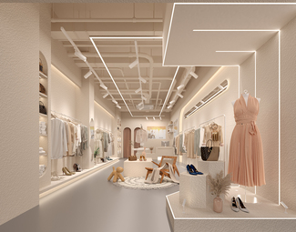 现代 服装店 奶油服装店