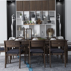 现代 餐桌椅组合  餐桌 装饰柜组合