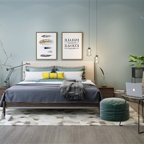 北欧 双人床  摆件装饰品