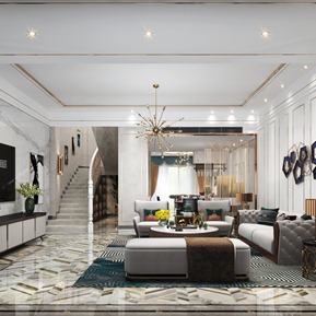 轻奢 客厅 客餐厅