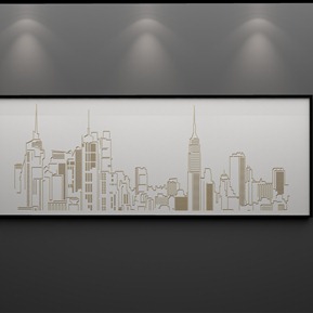 北欧 装饰画 简约抽象城市建筑电视沙发背景墙