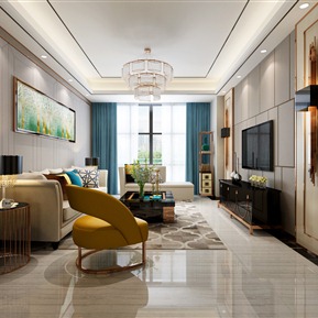 现代 客厅 客厅沙发茶几装饰画组合