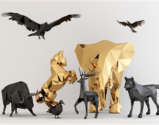 现代几何动物雕塑
