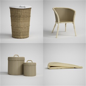 东南亚 收纳筐 编藤椅收纳箱毛巾组合