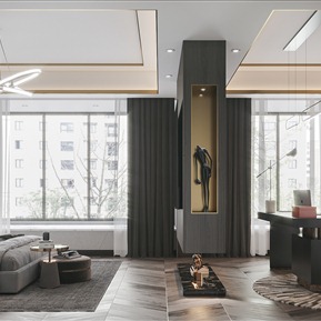 轻奢 卧室 卧室书房组合