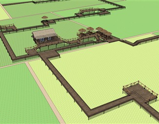 現代現代農場稻田景觀su模型下載-3d溜溜網