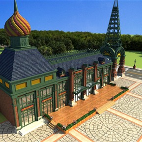 欧式 餐厅建筑 铁艺