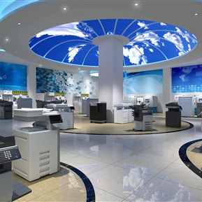 现代 展厅 打印复印办公设备机器展览室