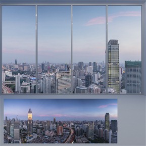 现代简约蓝灰色夜晚外景 城市 VR