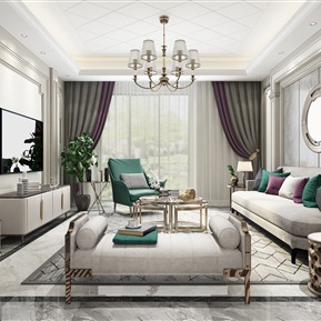 后现代 客厅 客餐厅