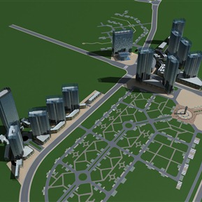 现代 鸟瞰图 商业办公楼