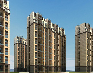 现代 住宅区 高层住宅 住宅内景透视 住宅