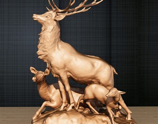 现代梅花鹿雕塑