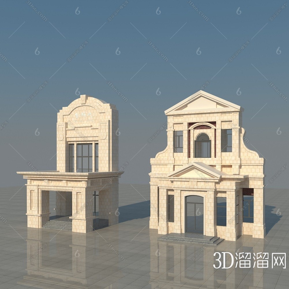 歐式門頭門面3d模型下載