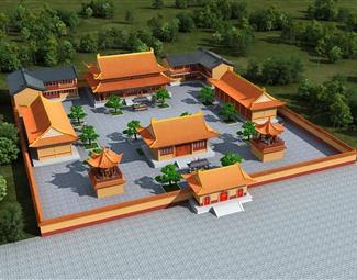 中式山顶寺庙