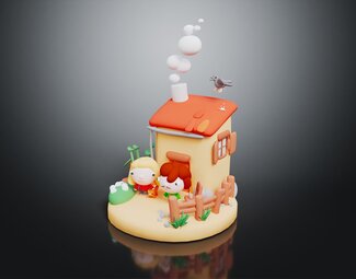 现代 卡通建筑 卡通房屋 卡通小房子 卡通小屋