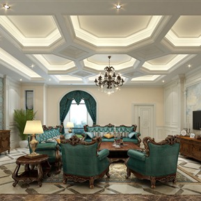 欧式 客厅 客餐厅