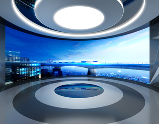 现代 展厅 科技感 环幕 金属 异形