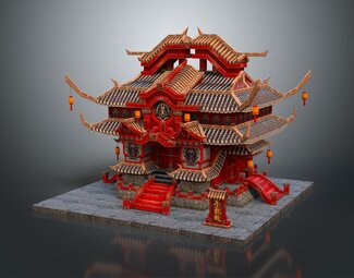 中式 卡通建筑 古建 古建筑 历史建筑